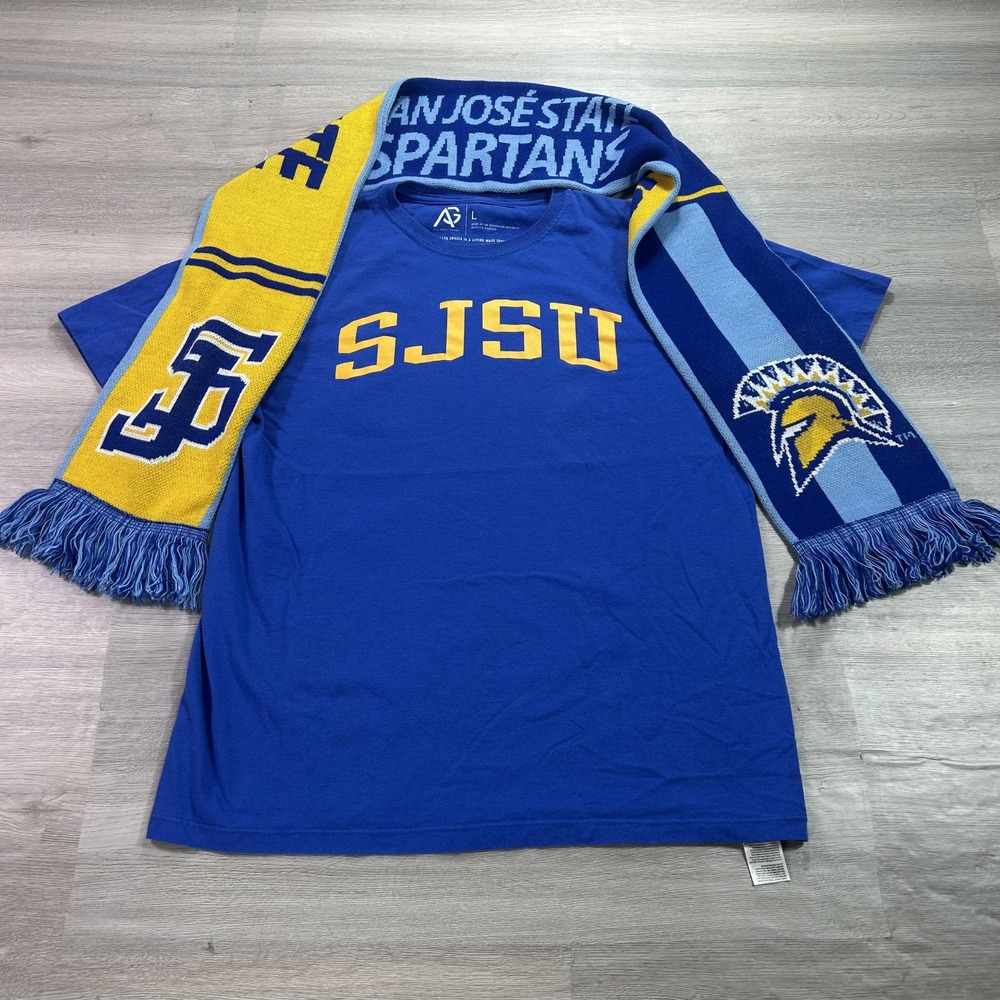 San Jose State Spartans Shirt And Scarf Mens Large Blue NCAA Soccer SJSU Tee